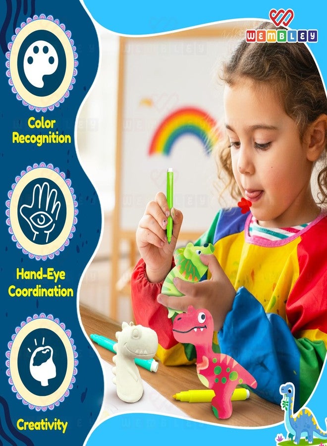 ويمبلي مجموعة ويمبلي دينو ثلاثية الأبعاد للرسم والتلوين | مجموعة حرف يدوية للأطفال من عمر 3 سنوات فما فوق | مجموعة فنية وحرفية قابلة للغسل وخالية من الفوضى، تتضمن 3 مجسمات إسفنجية و6 أقلام تلوين ملونة | هدية للأولاد والبنات من عمر 3 إلى 8 سنوات فما فوق - Image 4